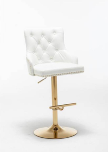 Ensemble de <span class=keywords><strong>2</strong></span> tabourets de bar pivotants modernes avec base dorée, revêtement en velours beige, pour cuisine et bar à petit-déjeuner, hauteur réglable - Product Image 3