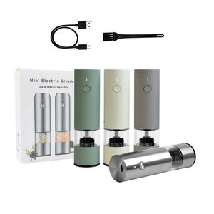 High Quality Stainless Steel Rechargeable Salt And Pepper Grinder Automatic One Touch Operation Pepper Mill Set For BBQ