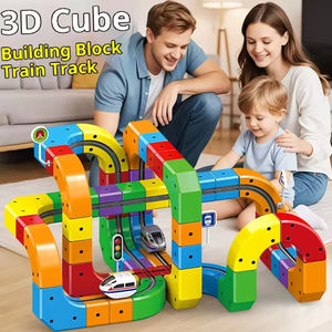 Jouets <span class=keywords><strong>de</strong></span> <span class=keywords><strong>construction</strong></span> STEM populaires, blocs <span class=keywords><strong>de</strong></span> <span class=keywords><strong>construction</strong></span>, voitures sur rail, 51 pièces, piste <span class=keywords><strong>de</strong></span> course flexible, train électrique, panneaux <span class=keywords><strong>de</strong></span> signalisation, jouets <span class=keywords><strong>de</strong></span> train pour enfants - Product Image 2