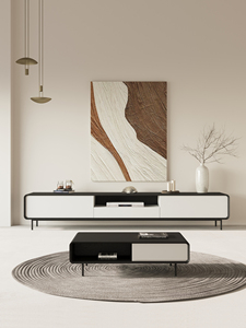 Set Mobile TV e Tavolino di Lusso Moderno, Parete Attrezzata Minimalista, Mobili in Legno <span class=keywords><strong>per</strong></span> Casa o Hotel <span class=keywords><strong>per</strong></span> Camera da Letto e <span class=keywords><strong>Soggiorno</strong></span> - Product Image 2