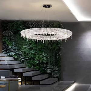 Candelabro de cristal de lujo personalizado para hoteles Nuevo diseño Colgante de forma ovalada Lámpara de luz LED Estilo de Nido de Pájaro - Product Image 6