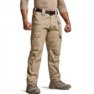 Pantalones Cargo Tácticos Color Caqui para Hombre, Cintura Alta, Múltiples Bolsillos, Transpirables, Estilo Ropa de Trabajo, Material de Lona, Pantalones de Primavera para Exteriores - Product Image 1