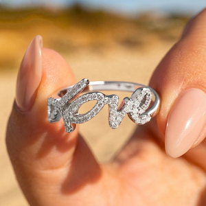 Meilleur cadeau pour elle, bijoux romantiques pour <span class=keywords><strong>la</strong></span> Saint-Valentin, argent 925, hip-hop, VVS1, moissanite complète, bague <span class=keywords><strong>de</strong></span> promesse avec inscription 'love' - Product Image 2