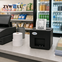 Imprimante thermique de bureau mini ZYWELL, vente directe usine, 80 mm, coupe-reçu automatique, USB, POS, sans encre, en stock, garantie 1 an