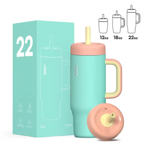 Custom Kids Stainless Steel Insulated Tumbler 22oz <b>with</b> Handle Lid & Chew-Resistant <b>Straw</b> Leakproof - Product Image 4