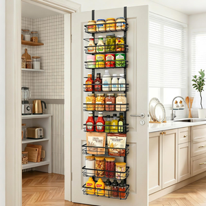 Pantry Door Organization and Storage Over <b>the</b> Door Pantry Organizer Metal Hanging Kitchen Spice Rack Can Organizer - Product Image 1