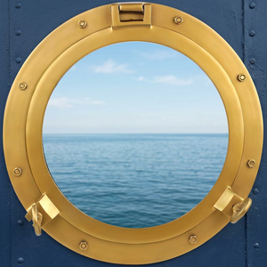 Premium Gold Finish Round Porthole <b>Window</b> Frame Decorative Nautical Ship <b>Window</b> Marine Style <b>Wall</b> Decor Circular <b>Window</b> Frame - Product Image 5