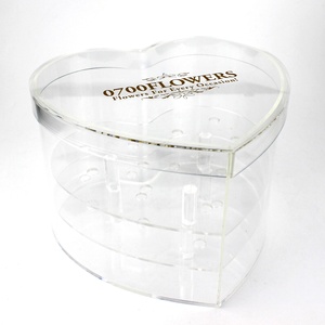 Hot Sale Heart shaped Factory Clear Acrylic flower vase gift box for Decor Classic Style