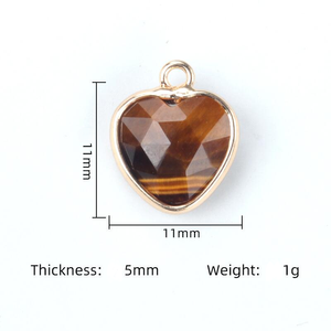 B4483 Dije de Piedra Natural de 11 mm, Chapado en Oro, Cristal de Corazón de Cuarzo, Colgante de Piedra Preciosa Real para la Fabricación de Joyas - Product Image 3