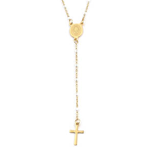 Chapelet catholique en acier titane plaqué or 18 carats, bijoux religieux chrétiens, collier avec croix totem, cadeau d'église - Product Image 5