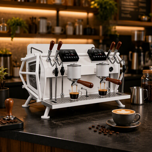 Máquina de Café Espresso Semiautomática Comercial de 2 Grupos, Multibóiler, Bomba Rotativa, Profesional para Baristas, para Cafeterías y Hoteles - Product Image 1