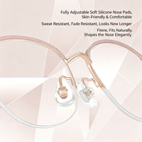 50043 Bingkai Kacamata Wanita Semi-Rimless dengan Tampilan Alami untuk Mengurangi Tanda Penuaan & Membuat Wajah Terlihat Lebih Kecil, Terbuat dari Paduan Logam