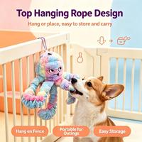 Jouet pour animaux de compagnie en peluche pieuvre tie-dye avec tentacules en papier froissé, jouet interactif souple à mâcher et couineur pour chiens et chats, soulagement de l'anxiété