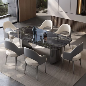 Tavolo da Pranzo Ultra Lussuoso con Effetto Cristallo e Motivo in Pietra Realistico, Finitura Elegante e Lussuosa, Ideale per Spazi Abitativi Moderni - Product Image 1