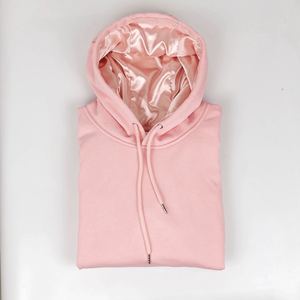 Phụ Nữ Cao Đường Phố Satin Lót Cắt Áo Lông Cừu Vải 80 Cotton 20 Polyester Lụa Lót Hoodies - Product Image 1