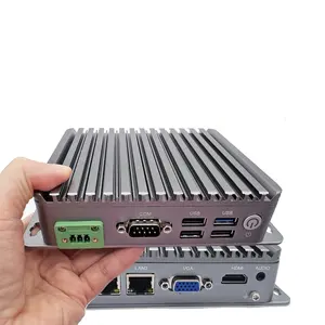 Fanless computer J1900 4G 5G Slot kartu SIM 2 Mini PCIE RJ45 Lan kecil RJ45 COM GPIO Industrial Mini PC