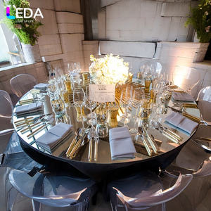LEDA Luxury PET <b>Silver</b> Mirror Tablecloth Reusable Waterproof Oil Proof for Wedding Party Banquet Table Decor - Product Image 5