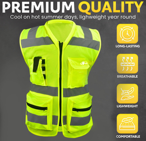 Gilet <span class=keywords><strong>de</strong></span> sécurité réfléchissant léger, haute visibilité, respirant, en maille, pour la sécurité routière - Product Image 6