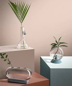 Vase en verre rond transparent moderne soufflé sur mesure en borosilicate, <span class=keywords><strong>terrarium</strong></span> en verre de forme ovale pour plantes - Product Image 3