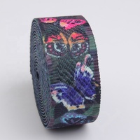 Ruban imprimé papillon Y2K 2 mm Couleurs psychédéliques vibrantes Polyester/coton écologique Largeur 50 mm Transfert thermique Mode rétro