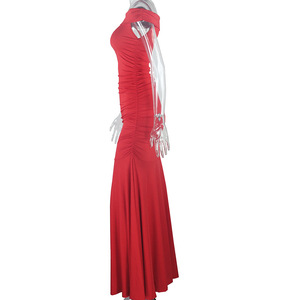 Unica cerniera senza spalline con colletto dritto <span class=keywords><strong>abito</strong></span> lungo aderente Slim abiti da donna Casual tinta unita - Product Image 5