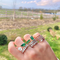 Penjualan Laris Gemnel 14K Emas Vermeil 0.1 Mikron Berlian Pir Marquise Cincin Potong Grosir