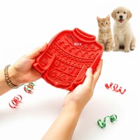 Tapis de léchage pour animaux de compagnie en silicone de qualité alimentaire, motif pull de Noël, antidérapant, pour une alimentation régulière, stimulation apaisante, utilisation multi-animaux