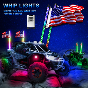12V moto auto illuminata spirale LED frusta <span class=keywords><strong>2</strong></span>/3FT Antenna con Flag144 LED pennone lampada con telecomando per Jeep ATV UTV - Product Image 2