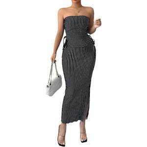 Conjunto de Top Tubo a Rayas y Falda Larga para Mujer 2026, Cintura Alta, Sin Mangas, Control de Abdomen, Prenda Moldeadora para Salir - Product Image 4