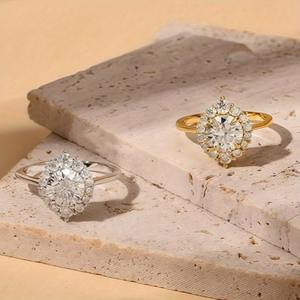 Moissanite brillante con certificado GRA 925 anillo de compromiso de <span class=keywords><strong>Halo</strong></span> Vintage de lujo de plata para mujer joyería de destino - Product Image 3