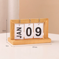 Calendrier de bureau en bois personnalisé 365 jours avec support de style simple pour la décoration de bureau