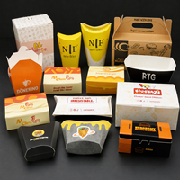 Boîte en papier jetable pour emporter, emballage alimentaire pour hamburgers, poulet frit, frites, avec logo personnalisé, résistant à la graisse, vente en gros, fournitures de restauration