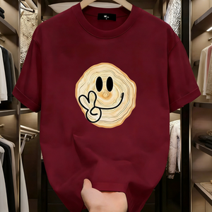 T-shirt da <span class=keywords><strong>uomo</strong></span> Hip Hop Creative Tree Ring Smiley con grafica del simbolo della pace, in cotone, a maniche corte, stile streetwear - Product Image 1