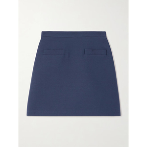 Mini <span class=keywords><strong>jupe</strong></span> <span class=keywords><strong>bleu</strong></span> <span class=keywords><strong>marine</strong></span> taille haute pour <span class=keywords><strong>femme</strong></span> avec poche <span class=keywords><strong>jupe</strong></span> courte <span class=keywords><strong>droite</strong></span> XS au crochet de luxe pour la maternité d'été - Product Image 3
