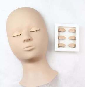 Cabeza de Maniquí de Goma Suave para Práctica de Extensión de Pestañas, Párpados Removibles, Color de Piel Natural, Herramienta de Práctica de Maquillaje - Product Image 5