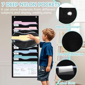 8 Pockets Hanging Wall <b>File</b> <b>Organizer</b> 15 Inch Extra Wide Pocket Chart For Classroom Office Home Mail <b>Organizer</b> Wall Mounted - Product Image 3