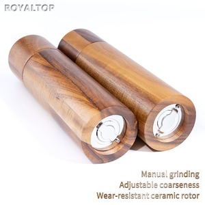 Cuisine moderne Grand <span class=keywords><strong>moulin</strong></span> manuel en bois d'acacia <span class=keywords><strong>Moulin</strong></span> à sel et à <span class=keywords><strong>poivre</strong></span> 8 pouces avec céramique réglable - Product Image 4