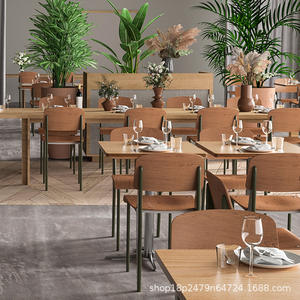 Nordic Retro Style Dining Chair Solid Wood <b>Backrest</b> Wrought Iron Frame Simple Design For Home Dining Room - Product Image 1