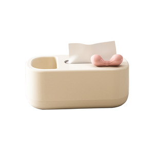 Multifunctional Tissue Box With Remote <b>Holder</b> For Living Room And Kitchen Cream Color Design - Product Image 5