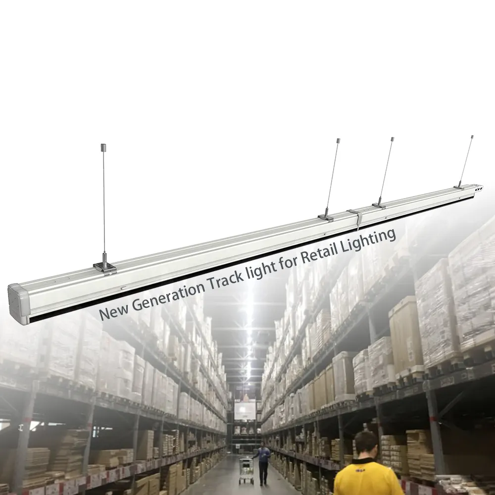 スーパーマーケット用の光学レンズ吊り天井取り付け産業用シーリングライト付きリンク可能トランキングLEDライト160Lm/W