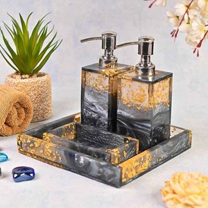 MN EXPORTS Juego de Baño de Cinco Piezas de Resina con Diseño Único, Moderno, Impermeable y Ecológico, Organizador Decorativo para Uso Diario en el Hogar - Product Image 1