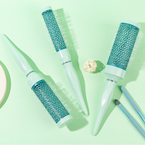 Brosse à cheveux pour le coiffage, peigne à boucler, brosse de séchage pour cheveux longs, raides, ondulés, ou coupés en bob, usage domestique, couleur verte, ABS, nylon, tube en aluminium - Product Image 1