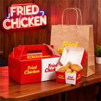 Boîte à Gable en Papier Personnalisée Boîte à Poulet Frit Coréen Boîtes en Carton pour Emballage de Poulet Frit avec Poignées