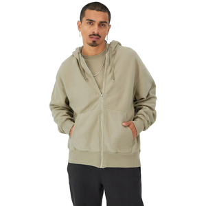 Vente en gros de sweats à capuche personnalisés pour hommes en coton épais, double fermeture éclair, streetwear d'hiver, avec motif uni, col à capuche, technique de teinture unie - Product Image 1