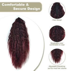 Queue de cheval <span class=keywords><strong>africaine</strong></span> bouclée à griffes haute synthétique pour femmes Noir Marron Extensions de cheveux à pince - Product Image 3