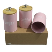 Lot de 3 boîtes de cuisine avec couvercles en bambou Boîtes en métal hermétiques Café Sucre Thé Cuisine Conteneurs de stockage des aliments Bocaux