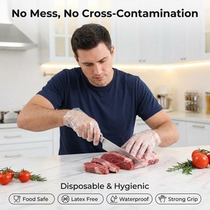 Kangle Embossed Lightweight Durable LDPE Gloves 500 Pieces Medium Thick Kitchen Cleaning Home Disposable Glove - Product Image 4