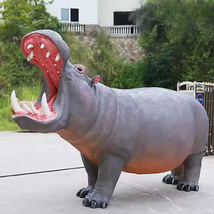 <span class=keywords><strong>Sculpture</strong></span> d'hippopotame en résine fibre de verre de style moderne personnalisée en usine, technique de peinture 3D, grand modèle animal - Product Image 4