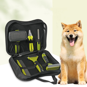 Profesyonel 6 1 çok fonksiyonlu kedi köpek tımar aracı kiti fabrika toptan makas kauçuk fırçalar için plastik malzeme çantası Pet - Product Image 3