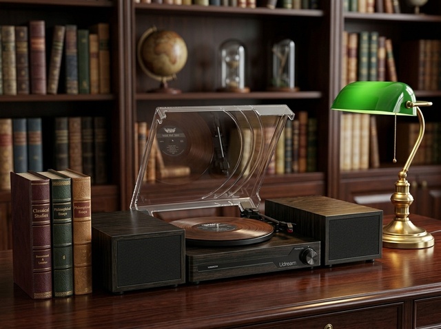 UDREAMER Hi-Fi Audiophile Matte Black Finish for Wireless Vinyl Record Player Independent Bookshelf Speakers RCA Connector